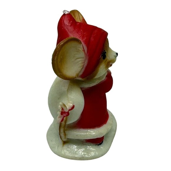 Vintage Mouse Christmas Helper Figurine Red Santa Outfit Holiday Decor Hong Kong - Picture 3 of 8